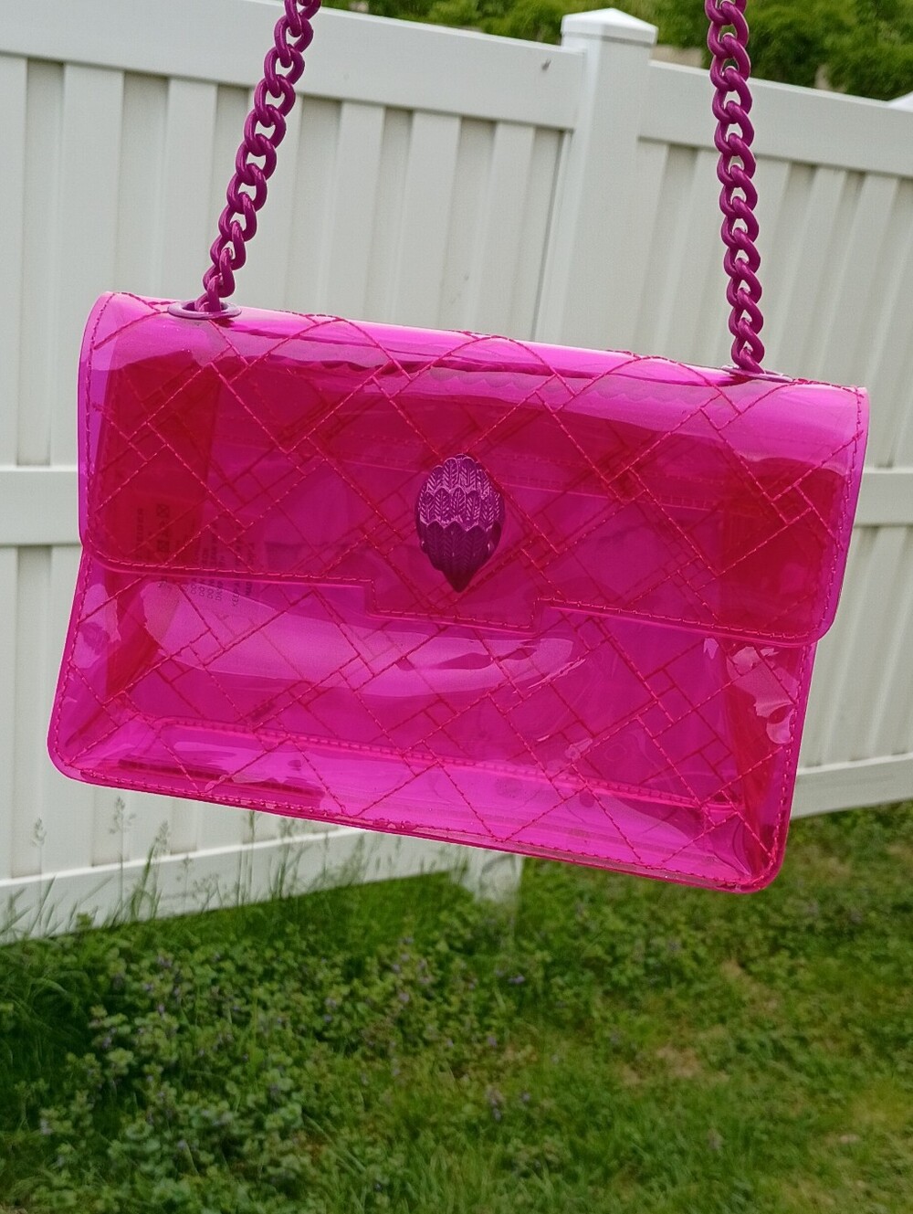 Kurt Geiger Neon Pink Saturated Vinyl Kensington Crossbody